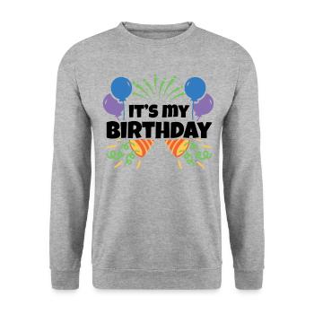 Birthday Kinder Geburtstag Its My Birthday - Unisex Pullover - Weißgrau meliert - Vorne - Alina (178cm) & Michal (187cm)