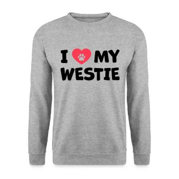 I love my Westie White Highland Terrier gift - Unisex Sweatshirt - salt & pepper - Front - Alina (178cm) & Michal (187cm)