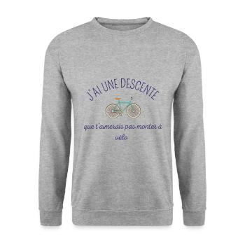 J'AI UNE DESCENTE QUE T'AIMERAIS PAS MONTER A VÉLO - Sweat-shirt Unisexe - gris chiné - Devant - Alina (178cm) & Michal (187cm)