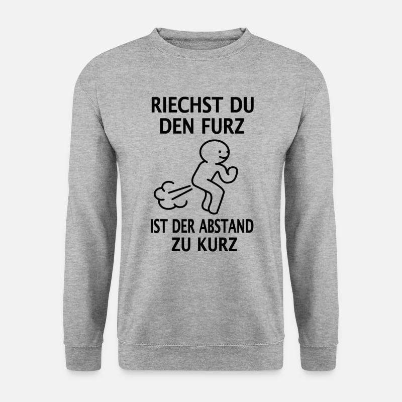RIECHST DU DEN FURZ IST DER ABSTAND ZU KURZ Meme - Unisex Pullover - Weißgrau meliert