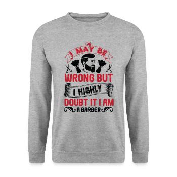 Barber shop haircut beard hairdresser gift - Unisex Sweatshirt - salt & pepper - Front - Alina (178cm) & Michal (187cm)