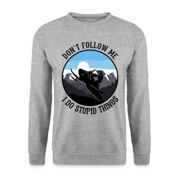 Schneemobil Snowmobile Wintersport Motorschlitten - Unisex Pullover - Weißgrau meliert - Vorne - Alina (178cm) & Michal (187cm)