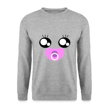 A Super Sweet Facial Expression With A Pacifier - Unisex Sweatshirt - salt & pepper - Front - Alina (178cm) & Michal (187cm)