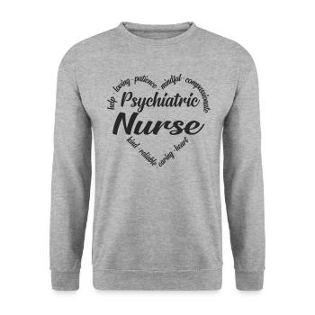 Infirmière psychiatrique - Sweat-shirt Unisexe - gris chiné - Devant - Alina (178cm) & Michal (187cm)