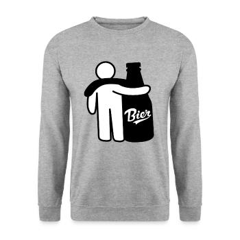 Beer bottle stick figure beer friends beer mate - Unisex Sweatshirt - salt & pepper - Front - Alina (178cm) & Michal (187cm)