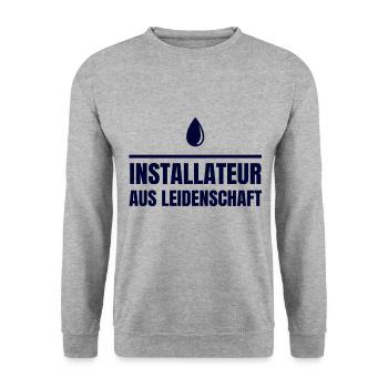Gas Wasser Installateur - Unisex Pullover - Weißgrau meliert - Vorne - Alina (178cm) & Michal (187cm)