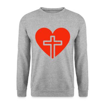 Jesus Jesus Jesus Christlich Christlich Christlich - Unisex Pullover - Weißgrau meliert - Vorne - Alina (178cm) & Michal (187cm)