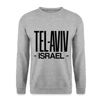Funny Israeli saying Israel gift - Unisex Sweatshirt - salt & pepper - Front - Alina (178cm) & Michal (187cm)