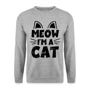 Meow I'm a Cat - Chats drôles disant cadeau - Sweat-shirt Unisexe - gris chiné - Devant - Alina (178cm) & Michal (187cm)