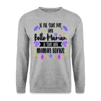Je ne Suis pas Belle-Maman Je Suis une Maman Bonus - Sweat-shirt Unisexe - gris chiné - Devant - Alina (178cm) & Michal (187cm)