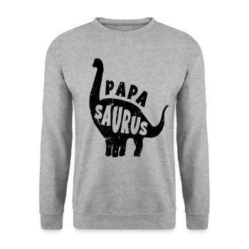 Dino Papa Saurus new blackPapaSaurus Dinosaurier D - Unisex Sweatshirt - salt & pepper - Front - Alina (178cm) & Michal (187cm)