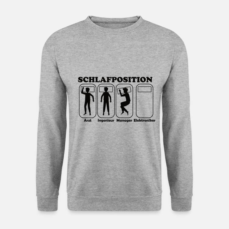 Schlafposition Elektriker - Unisex Pullover - Weißgrau meliert