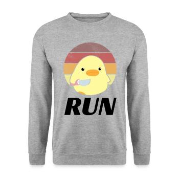Run duck with knife meme funny saying - Unisex Sweatshirt - salt & pepper - Front - Alina (178cm) & Michal (187cm)