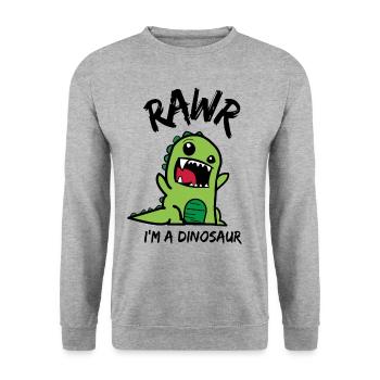 Rawr je suis un dinosaure mignon dinosaure pour les enfants - Sweat-shirt Unisexe - gris chiné - Devant - Alina (178cm) & Michal (187cm)