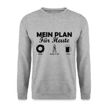 Tagesplan Golf - Unisex Pullover - Weißgrau meliert - Vorne - Alina (178cm) & Michal (187cm)