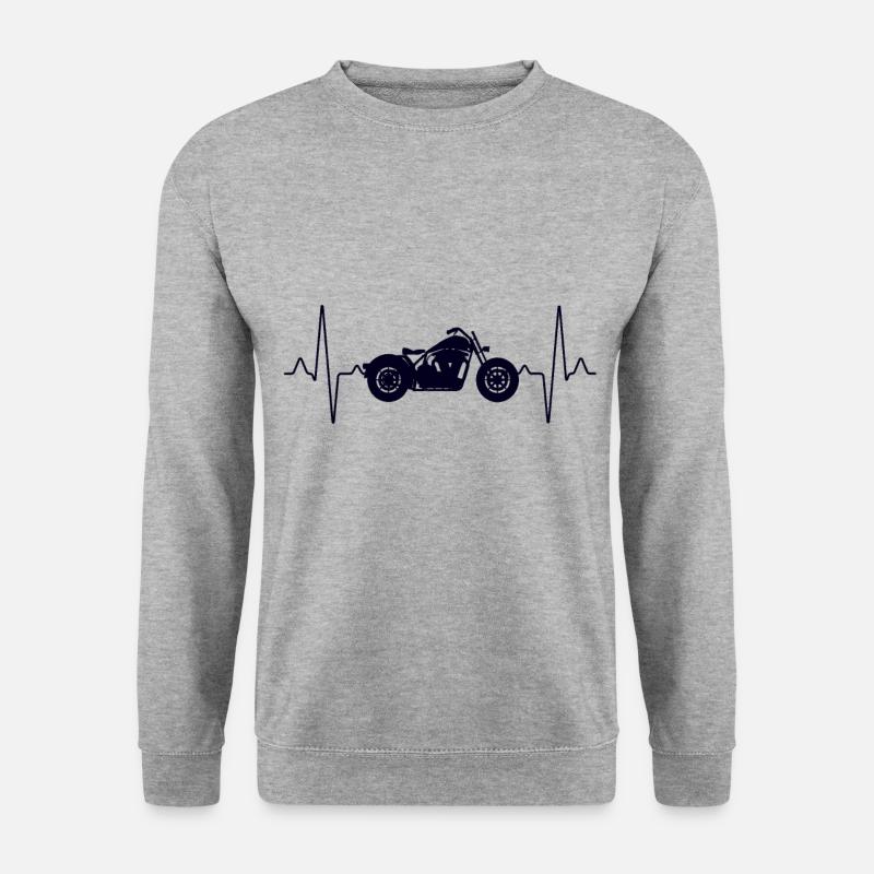 Motorrad Herzschlag - Unisex Pullover - Weißgrau meliert
