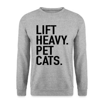 Chats lourds Animaux - Cadeau d’haltères - Sweat-shirt Unisexe - gris chiné - Devant - Alina (178cm) & Michal (187cm)