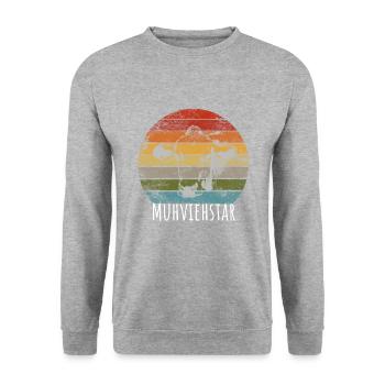 Landwirt Muhviehstar - Unisex Pullover - Weißgrau meliert - Vorne - Alina (178cm) & Michal (187cm)