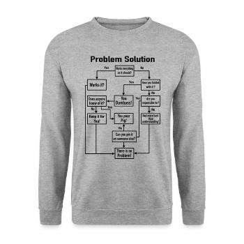 Problem Solution Process Diagram Office Job Joke - Unisex Sweatshirt - salt & pepper - Front - Alina (178cm) & Michal (187cm)