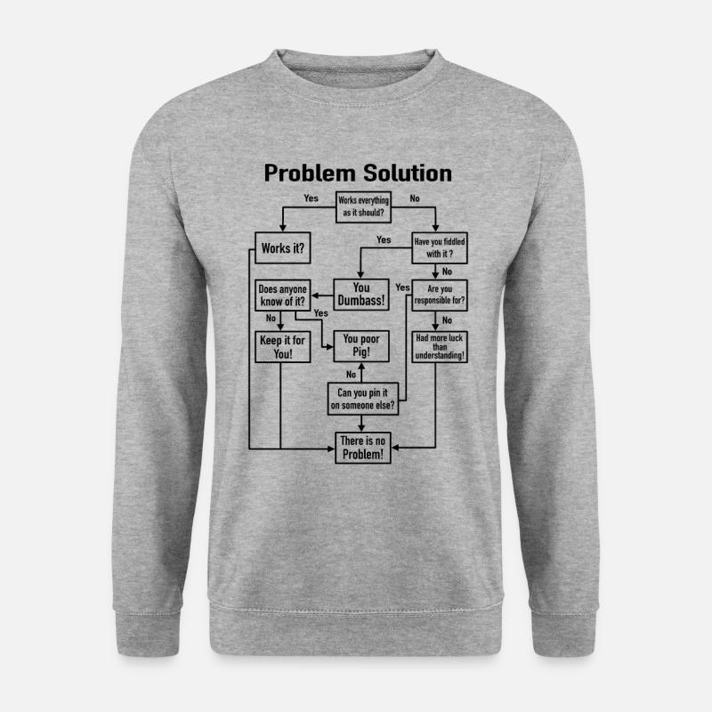 Problème-solution processus de diagramme de bureau de travail blague - Sweat-shirt Unisexe - gris chiné