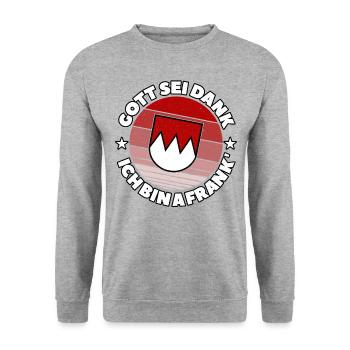 Franken Fränkisch Gott sei Dank Franke Geschenk - Unisex Pullover - Weißgrau meliert - Vorne - Alina (178cm) & Michal (187cm)