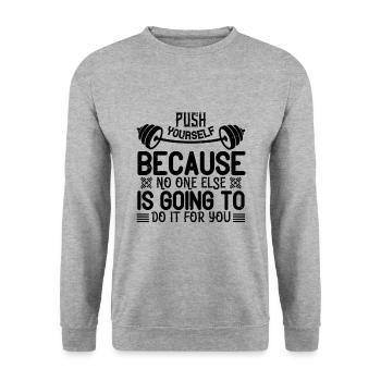 Push yourself - Fitness Motivation - Unisex Sweatshirt - salt & pepper - Front - Alina (178cm) & Michal (187cm)