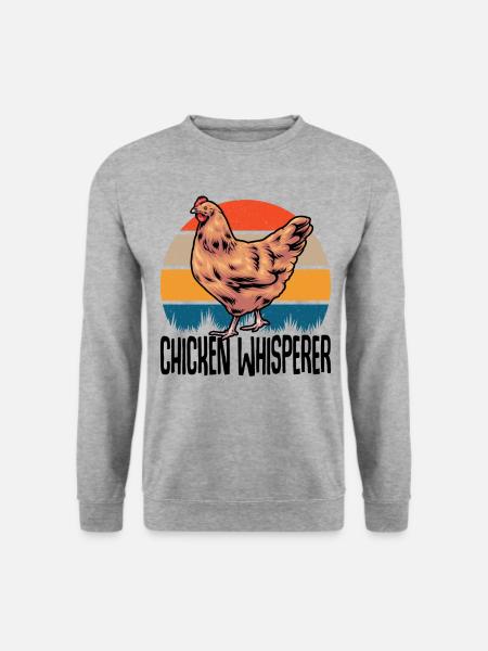 Hühner Hühnerzüchter Spruch Chicken Whisperer - Unisex Pullover - Weißgrau meliert