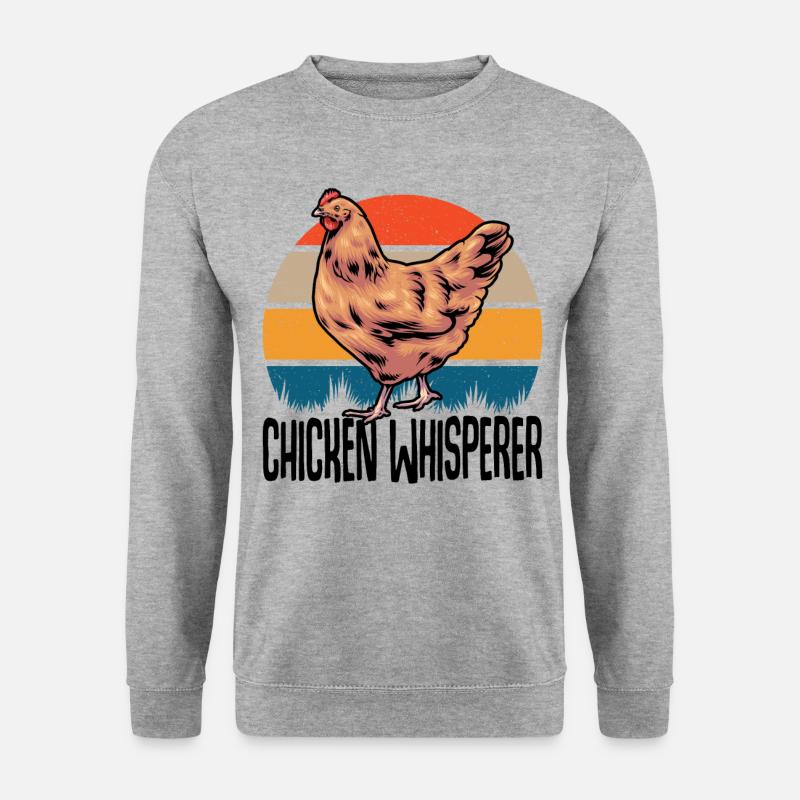 Hühner Hühnerzüchter Spruch Chicken Whisperer - Unisex Pullover - Weißgrau meliert