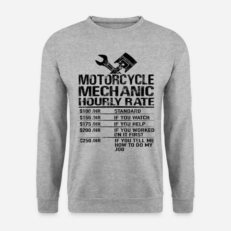 Motorradmechaniker Stundenlohn Mechaniker Geschenk - Unisex Pullover - Weißgrau meliert