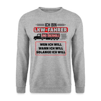 LKW-Fahrer LKW Fernfahrer Brummi Trucker Geschenk - Unisex Pullover - Weißgrau meliert - Vorne - Alina (178cm) & Michal (187cm)