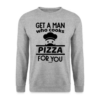 Drôle de fête des Mères Pizza Mama - Sweat-shirt Unisexe - gris chiné - Devant - Alina (178cm) & Michal (187cm)