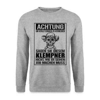 Klempner Klempnermeister Installateur - Unisex Pullover - Weißgrau meliert - Vorne - Alina (178cm) & Michal (187cm)