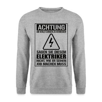 Elektriker Spruch Elektroinstallateur - Unisex Pullover - Weißgrau meliert - Vorne - Alina (178cm) & Michal (187cm)