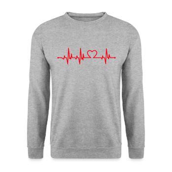 Heartbeat Heartbeat Heart - Valentine's Day Gift - Unisex Sweatshirt - salt & pepper - Front - Alina (178cm) & Michal (187cm)