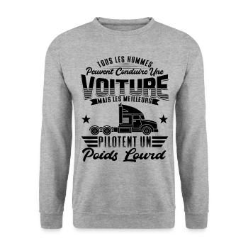 Poids Lourd Routier Cadeau - Sweat-shirt Unisexe - gris chiné - Devant - Alina (178cm) & Michal (187cm)