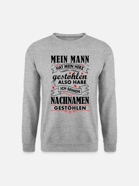 Hochzeit Mein Mann Hat Mein Herz Gestohlen Verlobu - Unisex Pullover - Weißgrau meliert