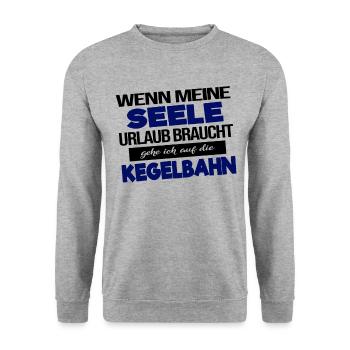 Lustige Kegeln Bowling Sprüche Geschenkidee - Unisex Pullover - Weißgrau meliert - Vorne - Alina (178cm) & Michal (187cm)