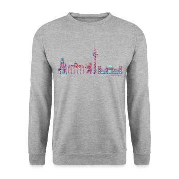 Berlin T-Shirt - Berlin Skyline Shirt - I Love - Unisex Sweatshirt - salt & pepper - Front - Alina (178cm) & Michal (187cm)