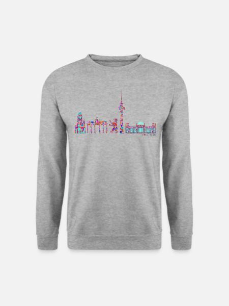Berlin T-Shirt - Berlin Skyline Shirt - I Love - Unisex Pullover - Weißgrau meliert