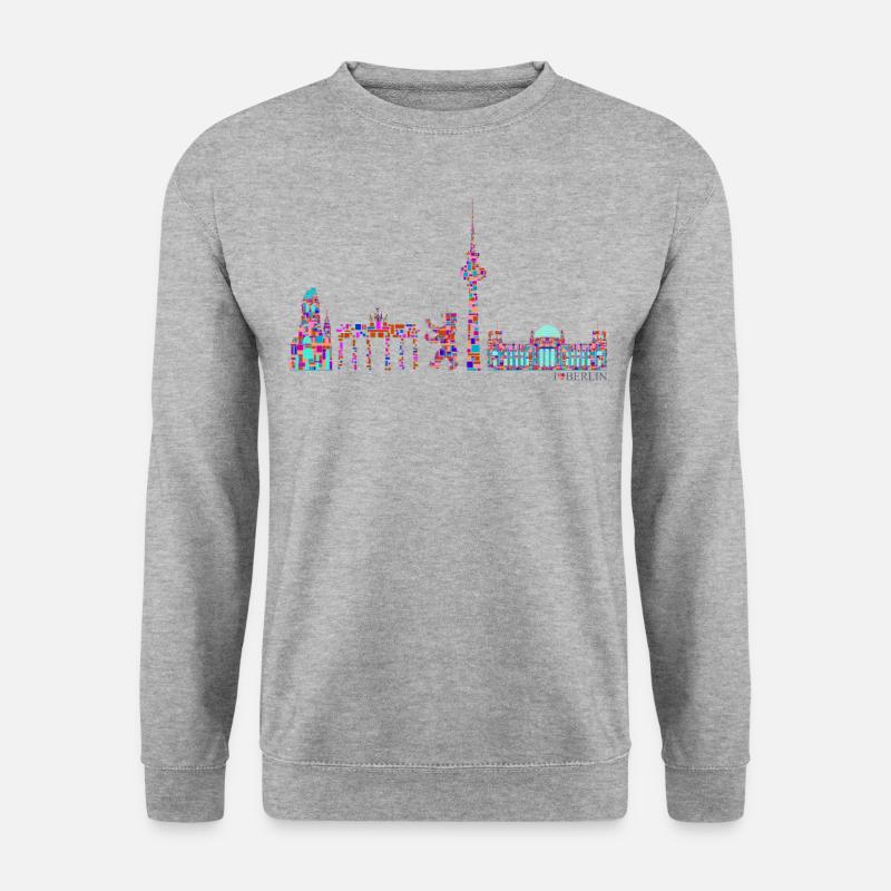 Berlin T-Shirt - Berlin Skyline Shirt - I Love - Unisex Pullover - Weißgrau meliert