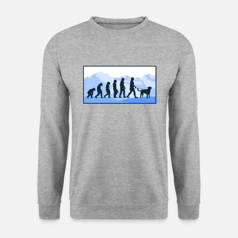 Kleiner Münsterländer Evolution Hunde Geschenk - Unisex Pullover - Weißgrau meliert