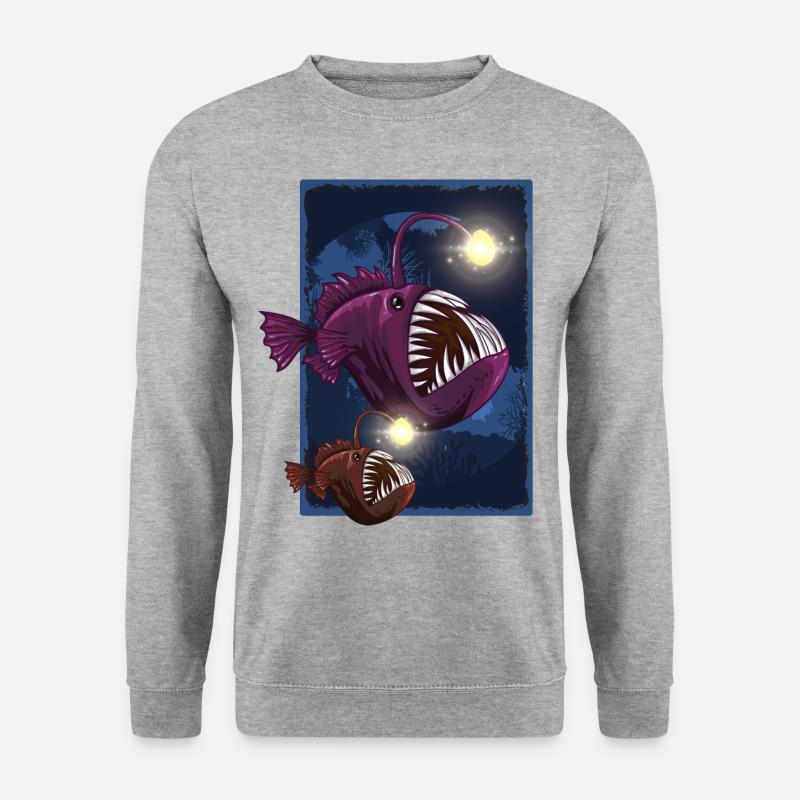 Anglerfische Laterne - Unisex Pullover - Weißgrau meliert