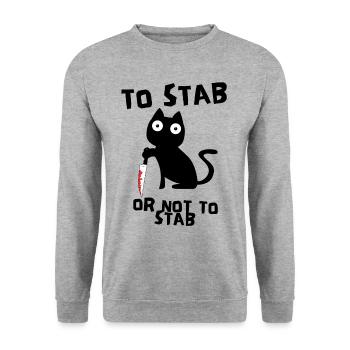 Barre de chat assassin avec couteau mème mème chat - Sweat-shirt Unisexe - gris chiné - Devant - Alina (178cm) & Michal (187cm)