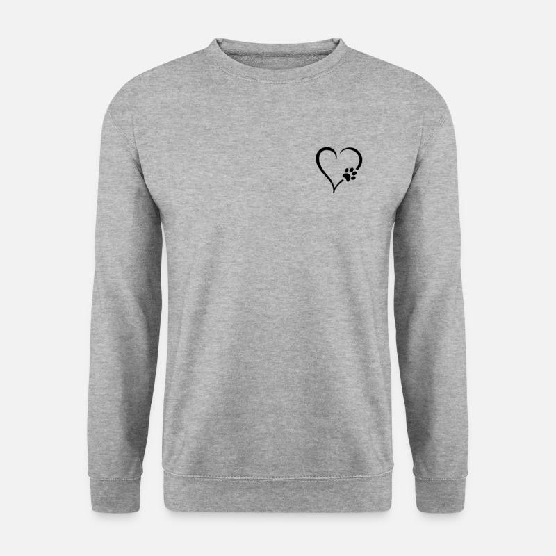 Süßes Hundepfote Herz Pfote Herrchen Frauchen - Unisex Pullover - Weißgrau meliert