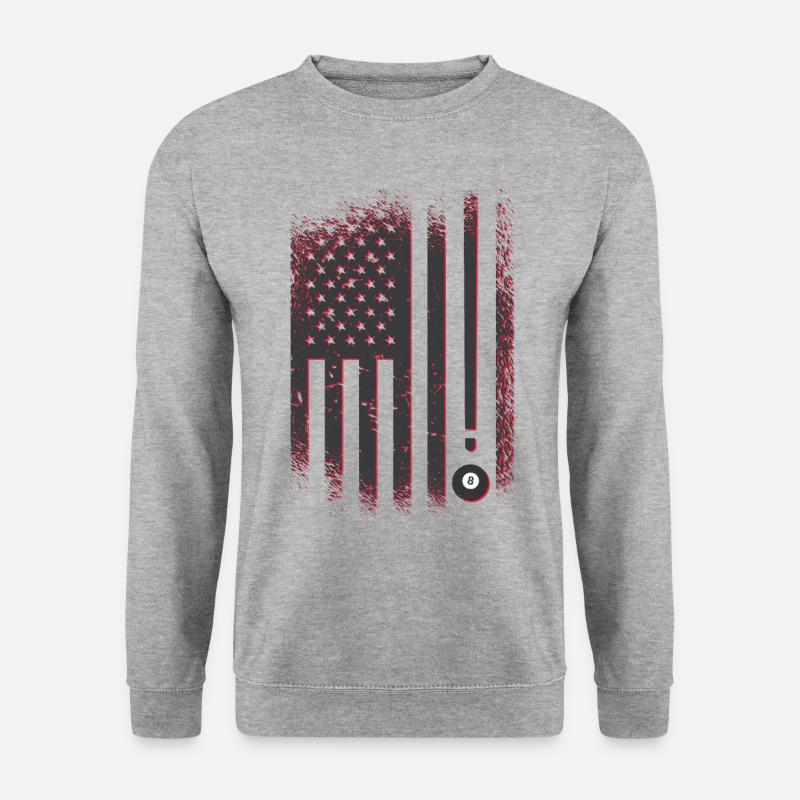 Billard Amerika Flagge - Unisex Pullover - Weißgrau meliert