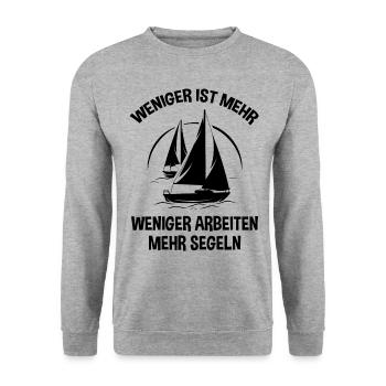 Kapitän Weniger Arbeiten Ist Mehr Segeln Boot Skip - Unisex Pullover - Weißgrau meliert - Vorne - Alina (178cm) & Michal (187cm)