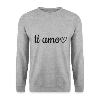 Valentinstag Geschenk - Unisex Pullover - Weißgrau meliert - Vorne - Alina (178cm) & Michal (187cm)