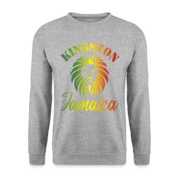 Kingston Town Jamaica Backpacker Travel - Sweat-shirt Unisexe - gris chiné - Devant - Alina (178cm) & Michal (187cm)