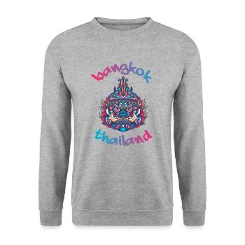 Bangkok Thaïlande Backpacker Voyage - Sweat-shirt Unisexe - gris chiné - Devant - Alina (178cm) & Michal (187cm)