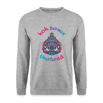 Koh Samui Thailand Backpacker Reisen - Unisex Pullover - Weißgrau meliert - Vorne - Alina (178cm) & Michal (187cm)